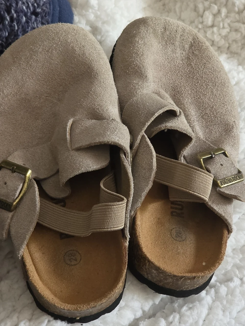 Kids Cork-Back Suede Sandals in Light Taupe 29 Eu Size Up